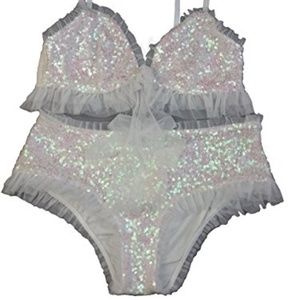 white sequin bralette